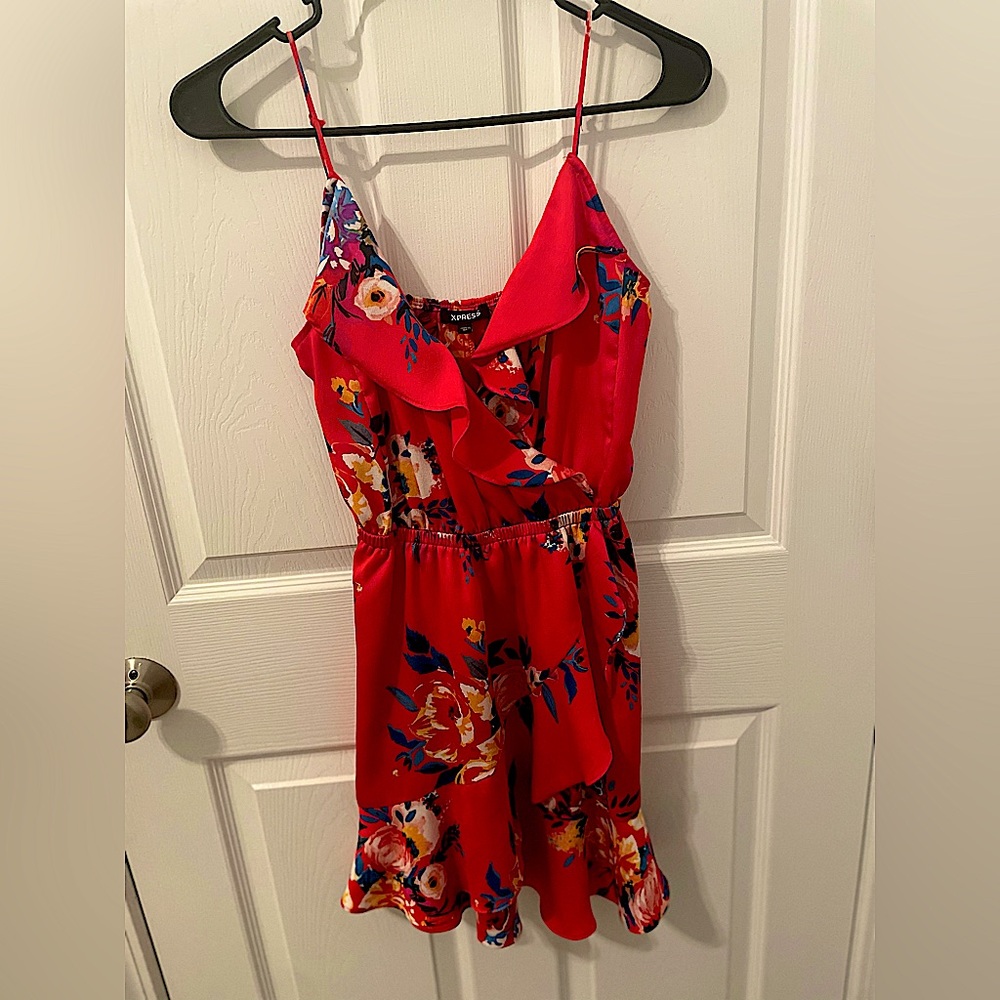 Express Floral Print Ruffle Faux Wrap Cami Dress- Size XS
